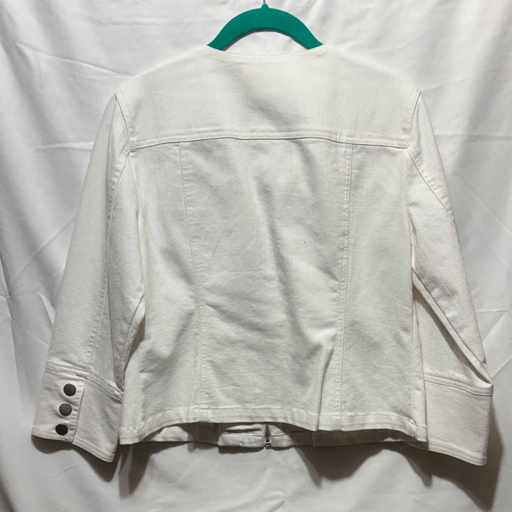 Ruby Rd. White Zip-Front Stud Collar Jean Jacket - image 7